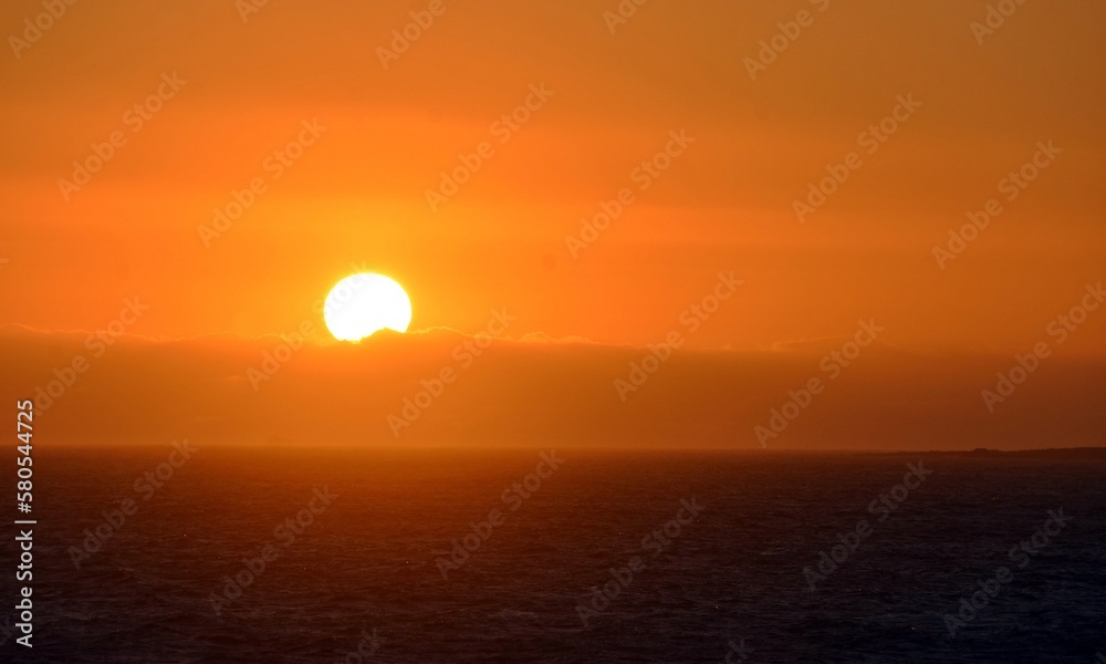 seascape with a beautiful sunset over the Atlantic Ocean