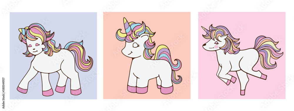 Fototapeta premium Beautiful unicorn illustration, children's vector. cute hand drawn doodle sweet dreams