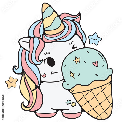 Beautiful unicorn illustration, children's vector. cute hand drawn doodle sweet dreams