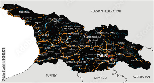 High detailed Georgia road map with labeling.