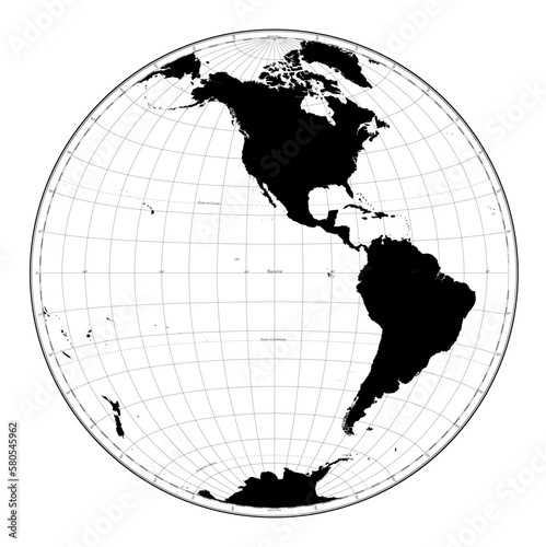Highly detailed World Map silhouette in globe shape of Earth. Nicolosi globular projection – flat.