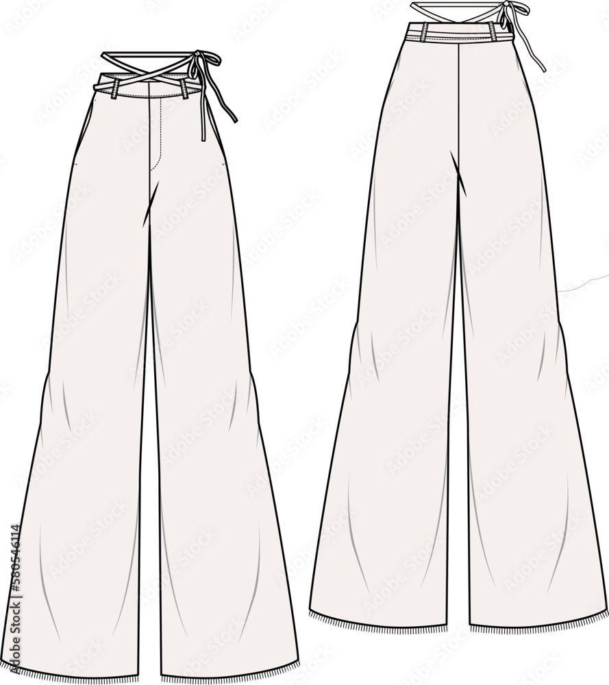 illustration of jeans, women flare pants illustration of jeans, women flare pants