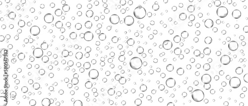 Water bubbles set isolated on white background. Air water bubbles for soda effect, transparent backdrop, icon design, champagne bubbles, texture and wallpaper. Water drops pattern, vector illustration