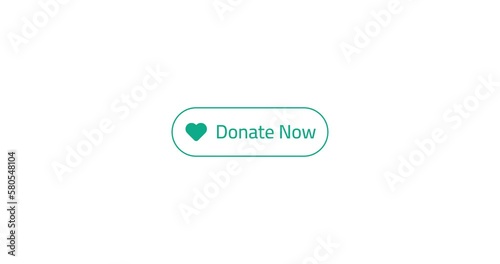 Donate now button with love icon animation