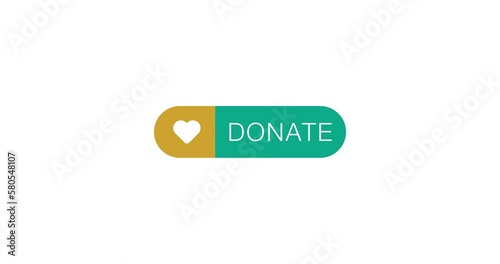 Donate button with love icon on the white background