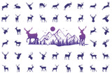 deer silhouette set - vector illustration.