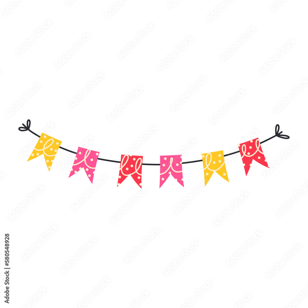 Hand draw Bunting for party, birthday, carnival and event. Vector illustration isolated on white background Hand draw Bunting for party, birthday, carnival and event. Vector illustration isolated on white background