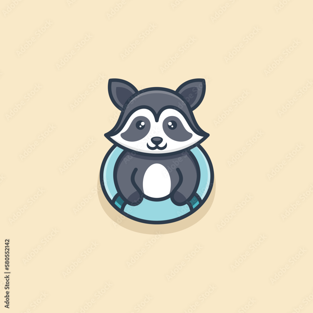 Fototapeta premium Cute Swim Raccoon Logo Design