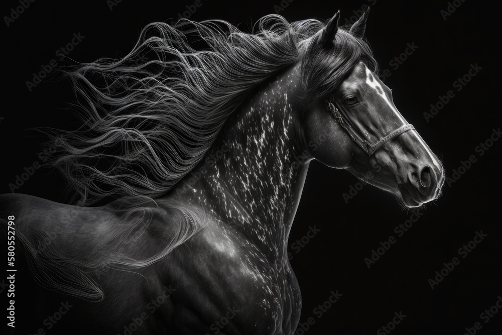 Fine art, low key pictures of horses. Generative AI Fine art, low key pictures of horses. Generative AI