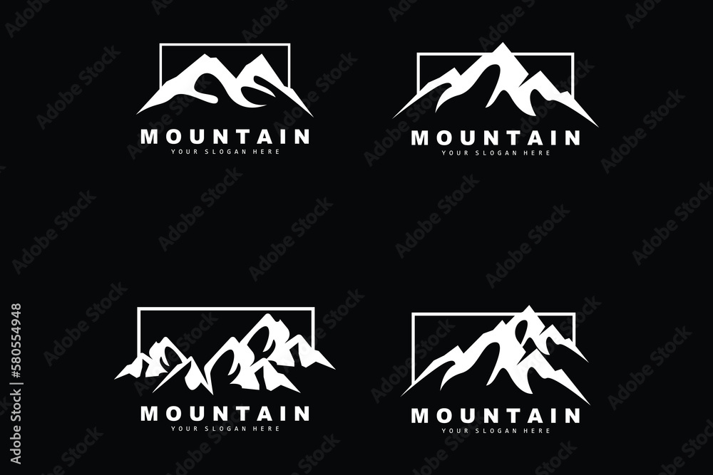 Mountain Logo Design, Vector Place For Nature Lovers Hiker