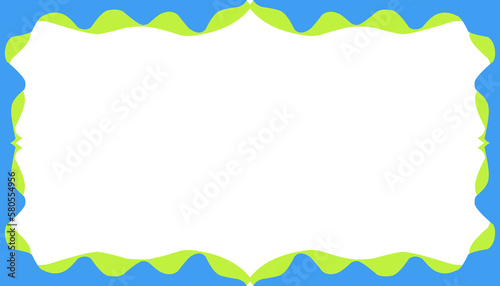 Abstract background illustration of blue and green liquid border frame