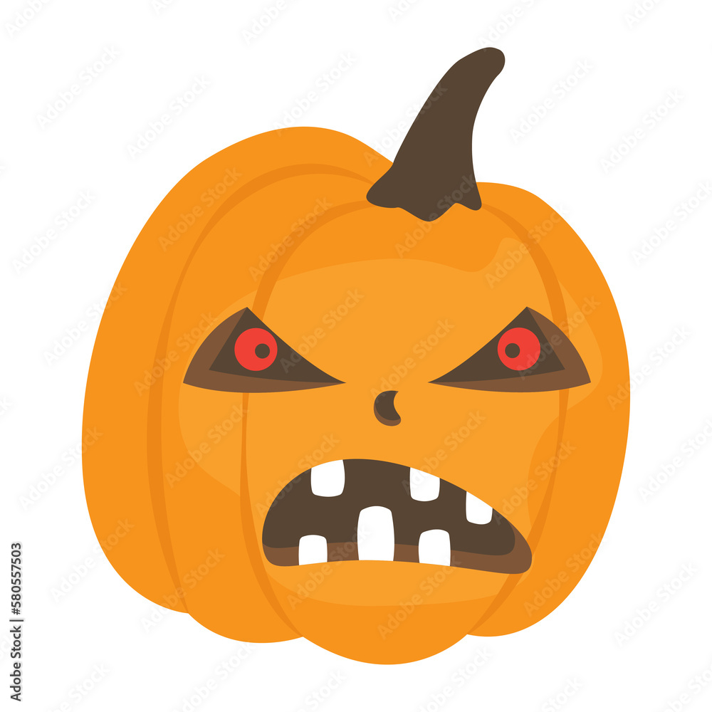 Fototapeta premium Pumpkin Halloween PNG format. Orange pumpkin with smile for your design for the holiday Halloween. PNG