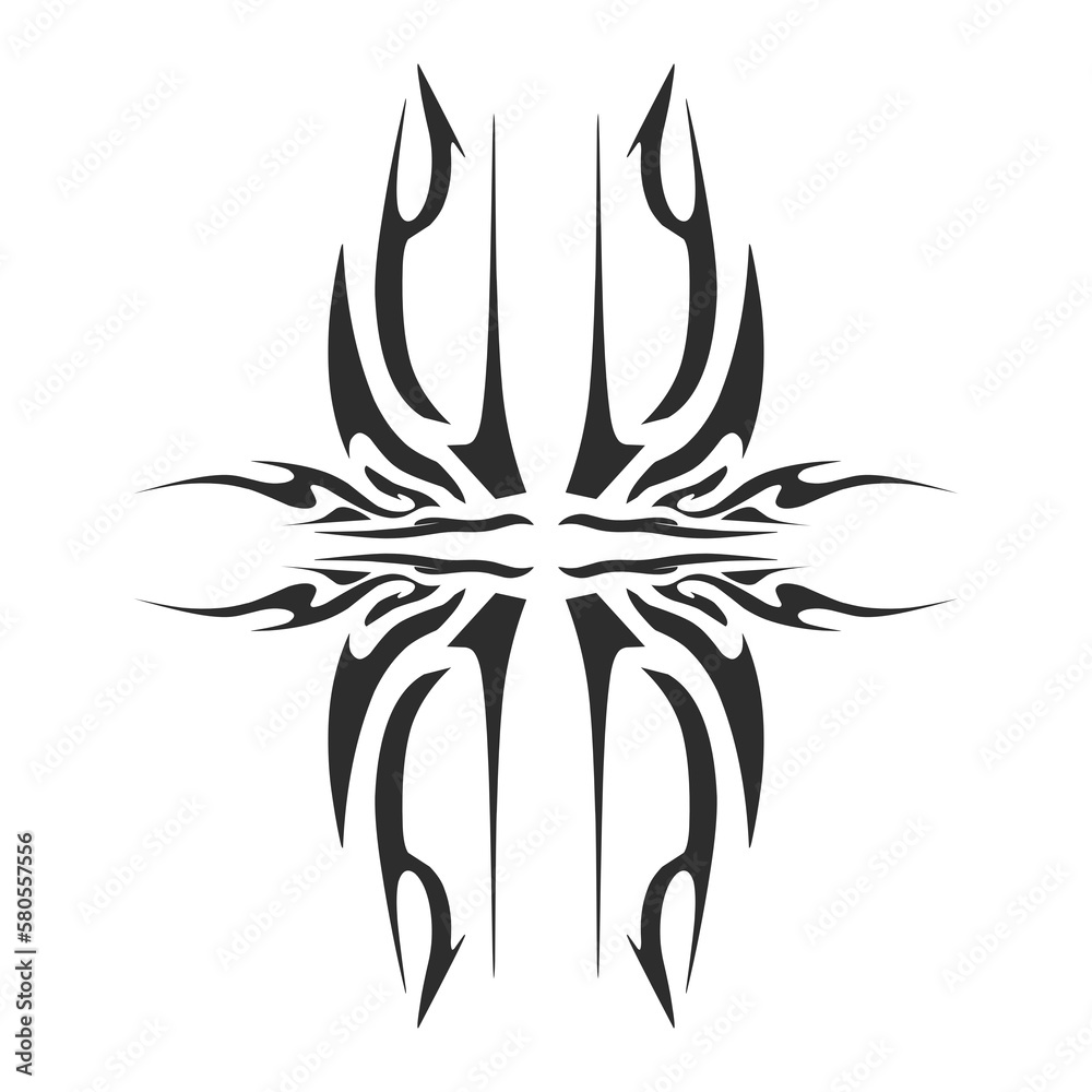 Illustration of a tribal tattoo with a aesthetic shape. Perfect for stickers, clothes stickers, hats, shoes, posters, banners, book covers, icons