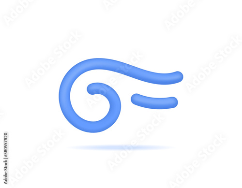 3d symbol or icon of wind gust, water, airflow. 3d and realistic concept design. vector elements