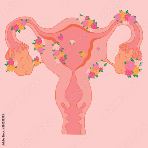 illustration of uterus with the flowers in the middle