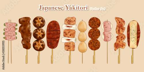 set of grilled yakitori menu