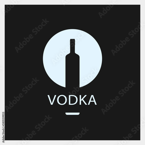 Vodka. Drink Logo. Bottle Icon Template. Vector Illustration