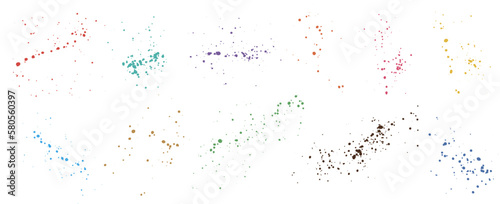 Overlay, elements of paint ink splatter, set. Vector illustration