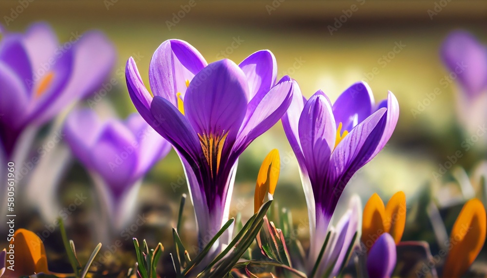 Fototapeta premium crocuses Generative AI