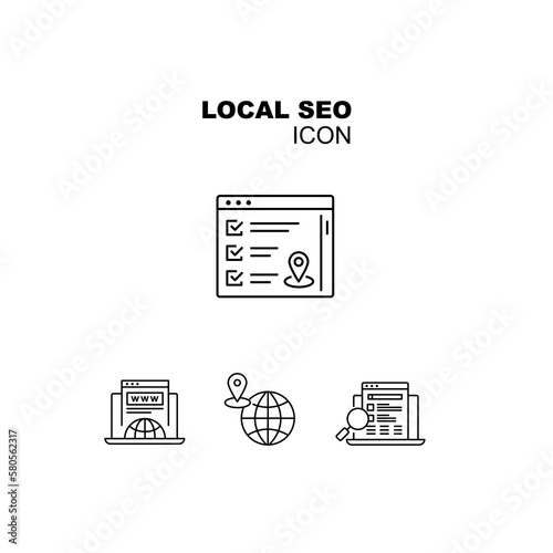 Local SEO Website Icon for Search Engine Results. Vector line icon. Editable stroke and colors.