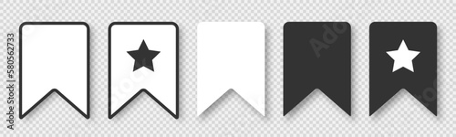 A set of favorites icons on a gray background. Bookmarks in a linear style. Vector EPS10.