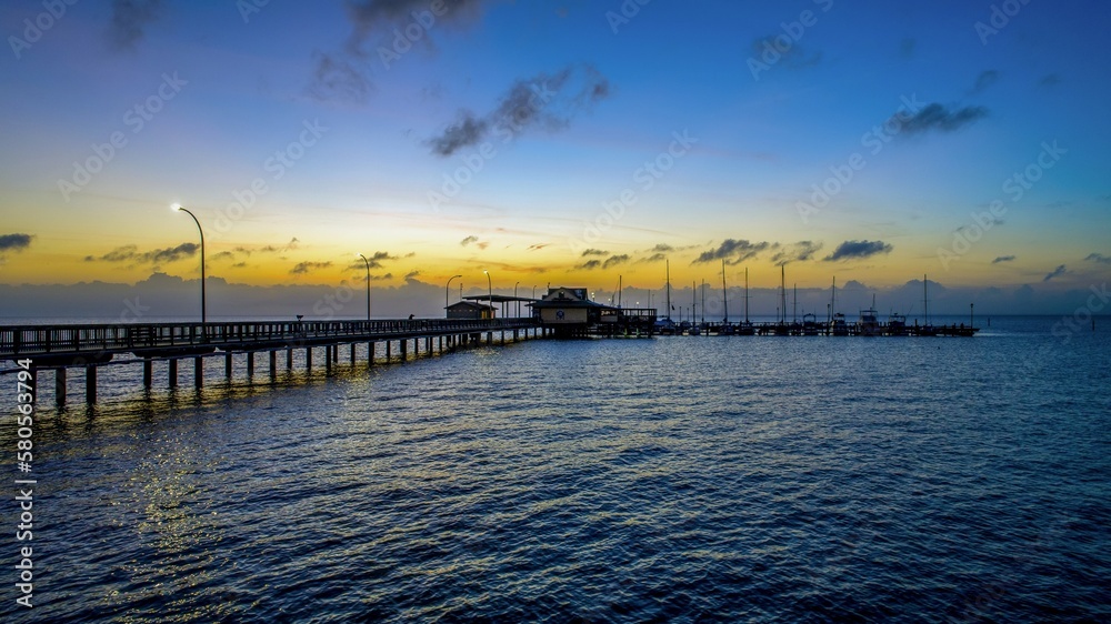 The Fairhope Municipal Pier on Mobile Bay at sunset