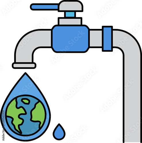 Save Water decorative design element for website, presentation, flyer, brochure, printing, application.