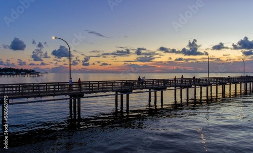 The Fairhope Municipal Pier on Mobile Bay at sunset