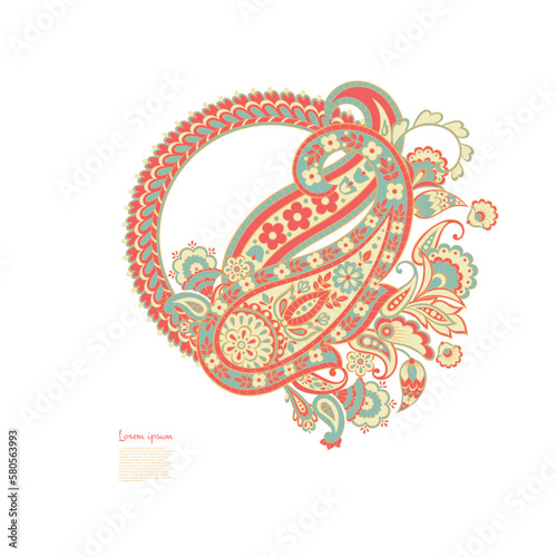 Paisley vector pattern. Isolated Fantastic flower  leaves
