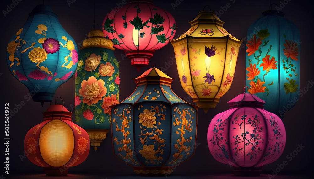 Vibrant Chinese Lanterns Lighting Up the Night