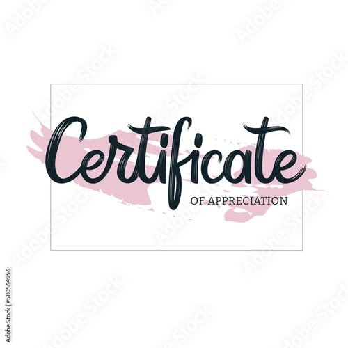 Hand Drawn Vector Calligraphic Letter. Gift certificate with a watercolor effect on a white background. The template is used in the certificate of appreciation. Design with a calligraphic inscription
