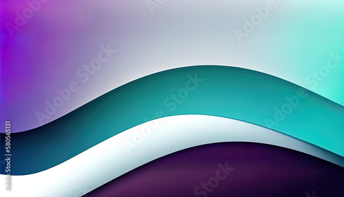 Summer waves, cool colorful abstract purple and turquoise teal waves, copy space, summer and spring feeling, good mood, background. Generative AI.