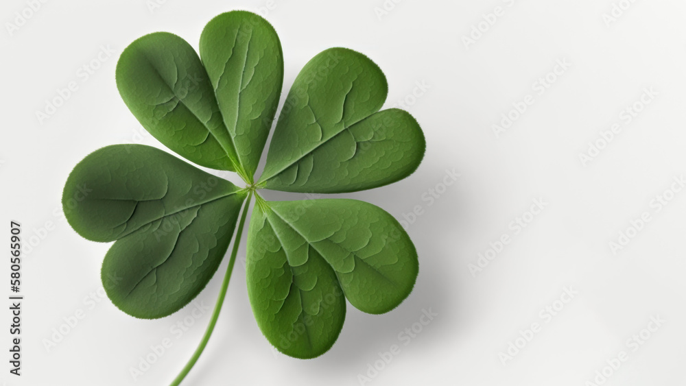 Cute clover leaf on pastel green background with copy space. Generative ai Cute clover leaf on pastel green background with copy space. Generative ai