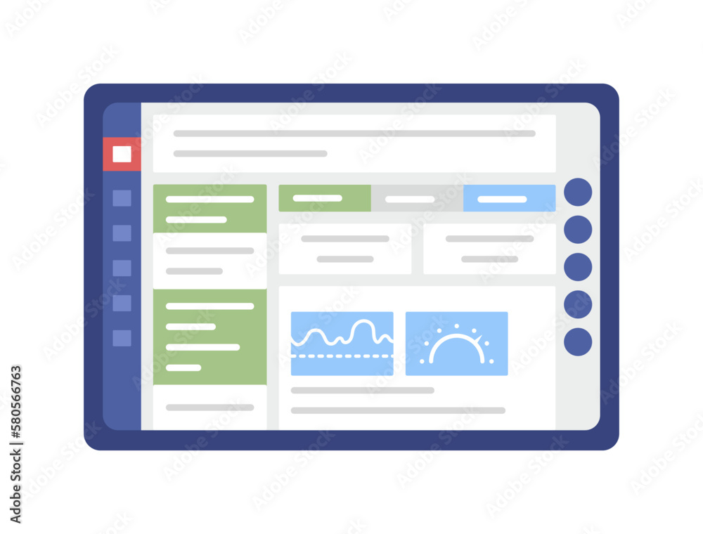 Market research dashboard semi flat color vector device screen. Analytics. Editable icon. Full sized element on white. Simple cartoon style spot illustration for web graphic design and animation