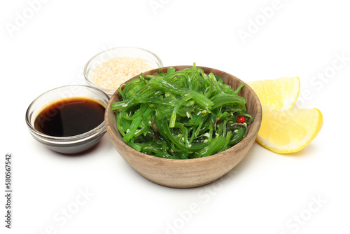 Concept of Japanese cuisine, Chuka salad, isolated on white background