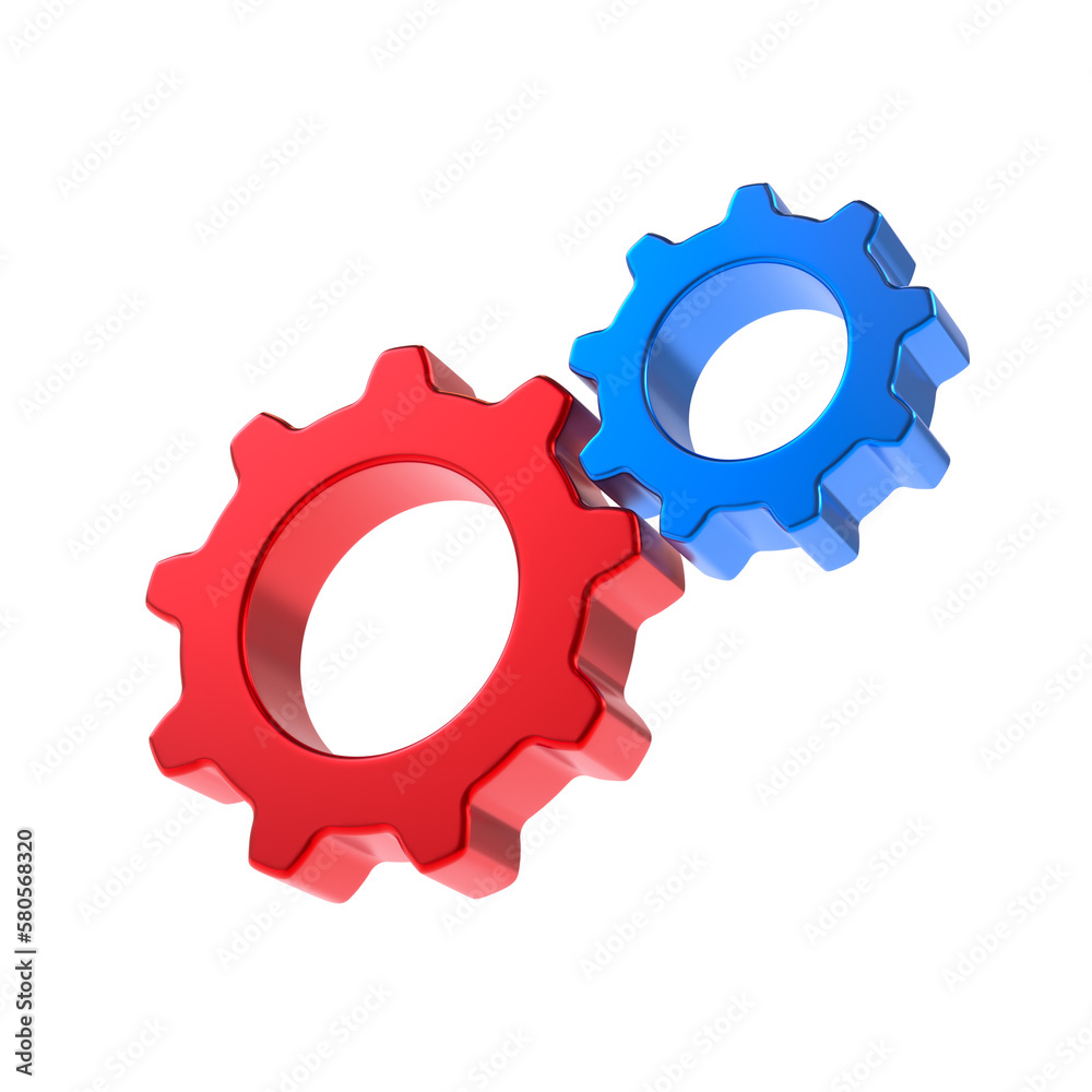 Bright Color Gear Concept on White Background Bright Color Gear Concept on White Background