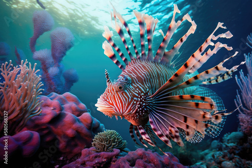 Lionfish in the sea, generative AI