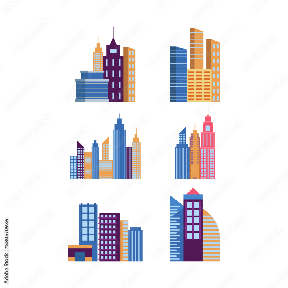 Modern building and city flat vector icon for template design element