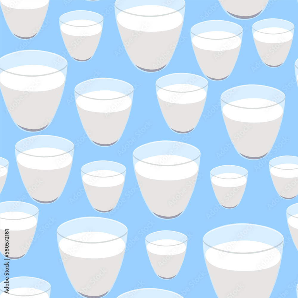 seamless pattern with glass with milk or vegetable milk in a semi realistic style in vector. seamless pattern with glass with milk or vegetable milk in a semi realistic style in vector.