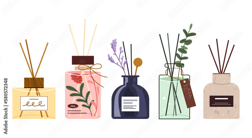A collection of different diffusers. Illustration of interior