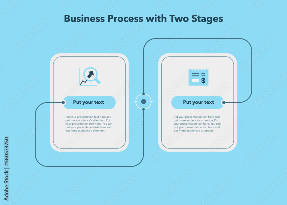 Simple diagram for business process with two stages - blue version ...