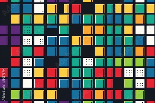 8-Bit Squares. Seamless Colorful Vector Pattern. Generative AI 