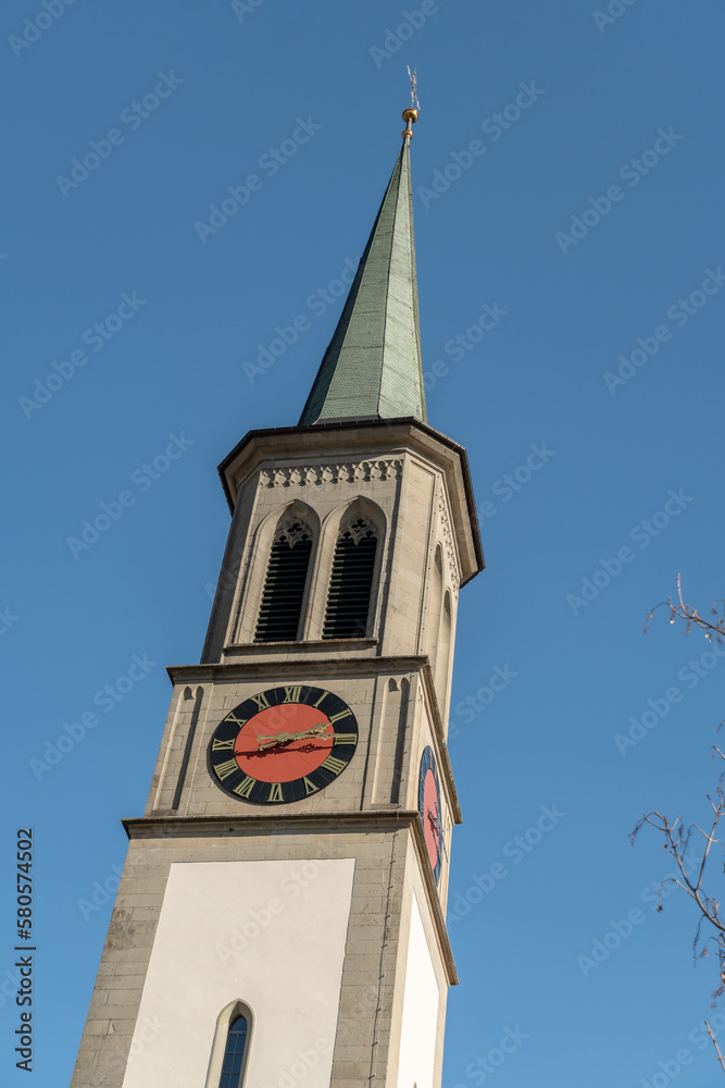 Fototapeta premium Catholic church in the center of Unteraegeri in Switzerland