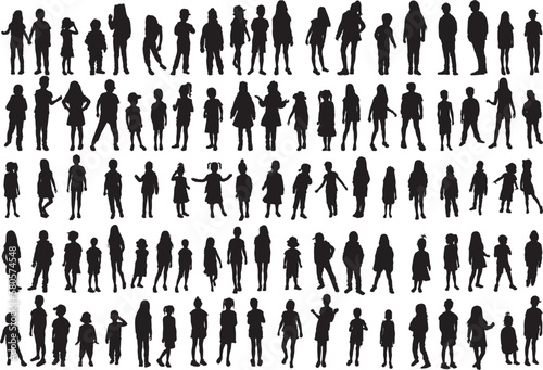 Large collection silhouettes of people. 