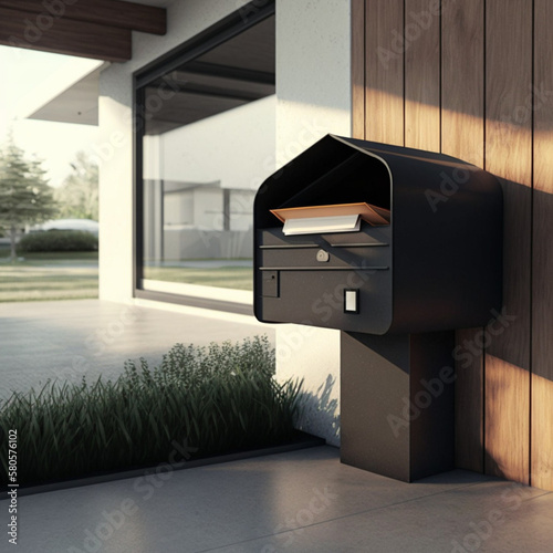 Mailbox in a house. Generative AI.