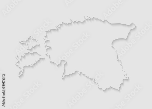 Vector map Estonia, abstract inner shadow