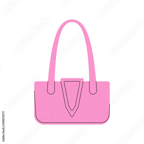 Stylish female bag. Cartoon woman purse luxury accessory, fashionable modern casual handbag. Vector flat illustration