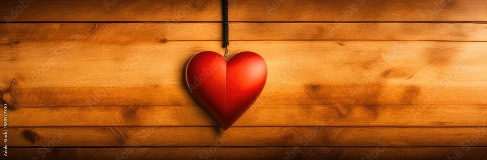 Heart on wooden background, Generative AI Heart on wooden background, Generative AI