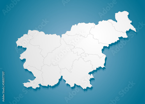 Creative map country Slovenia divided on regions