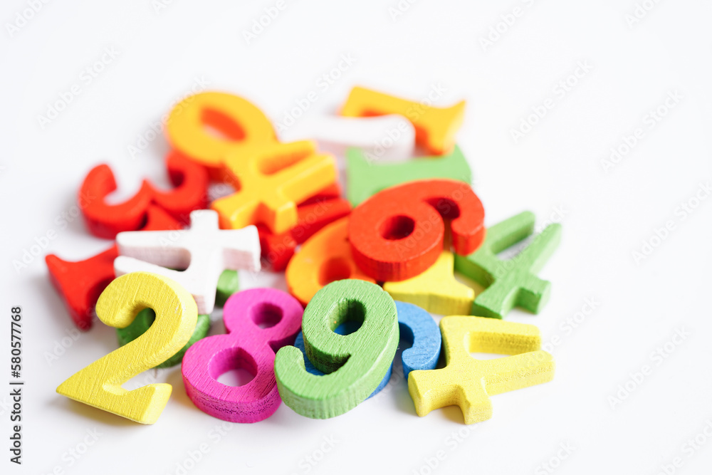 Number wood block cubes for learning Mathematic, education math concept. Number wood block cubes for learning Mathematic, education math concept.